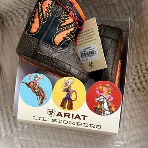 Ariat Baby Boots with Orange and Brown Accents